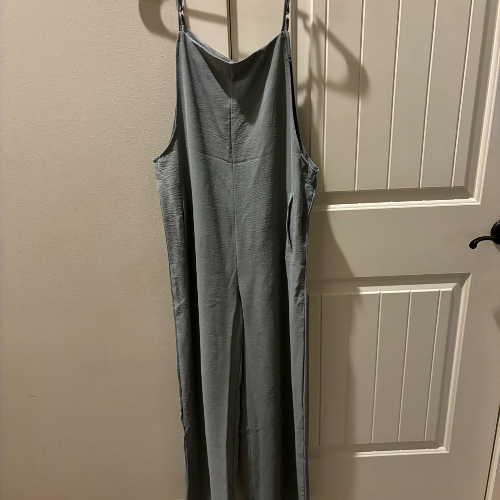 New olive green flare leg jumpsuit